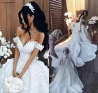 Свадебное платье невесты, свадебное платье большого размера на арабском языке, аппликация с открытыми плечами, индивидуальный пошив, 2019