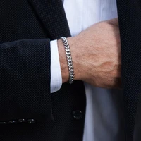 mens bracelet cuban link bracelets stainless steel brazalets men miami chain bracelet male jewelry