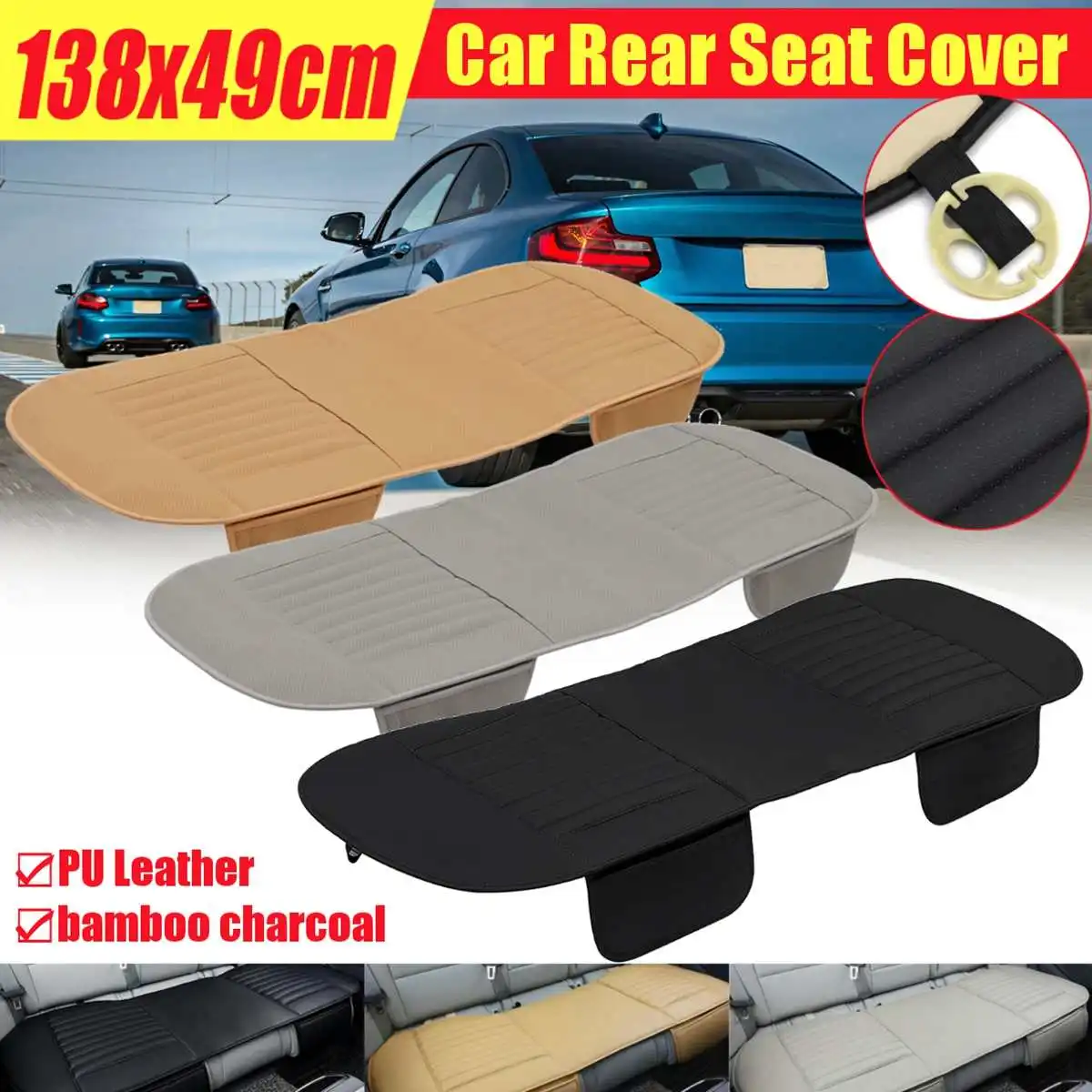 

Universal Car Rear Back Row Seat Cover Protector Breathable PU Bamboo Charcoal Cushion Pad Mat Car Seat Cover Protector Mat Auto