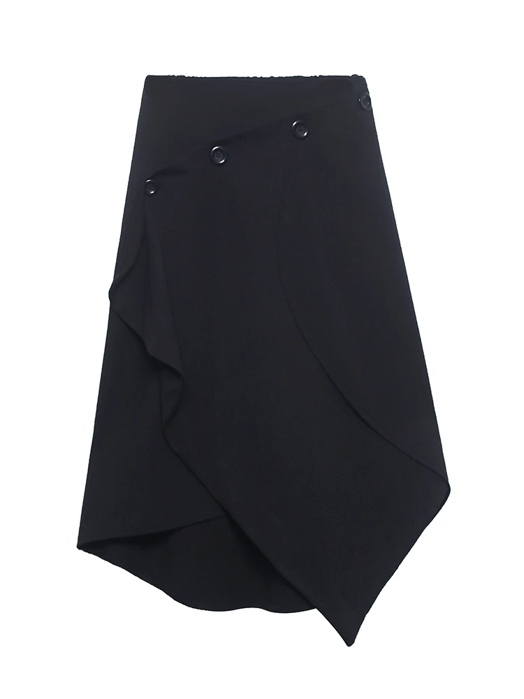 

SuperAen New Design Irregular Solid High Waist Slim Black A-line Skirts Women