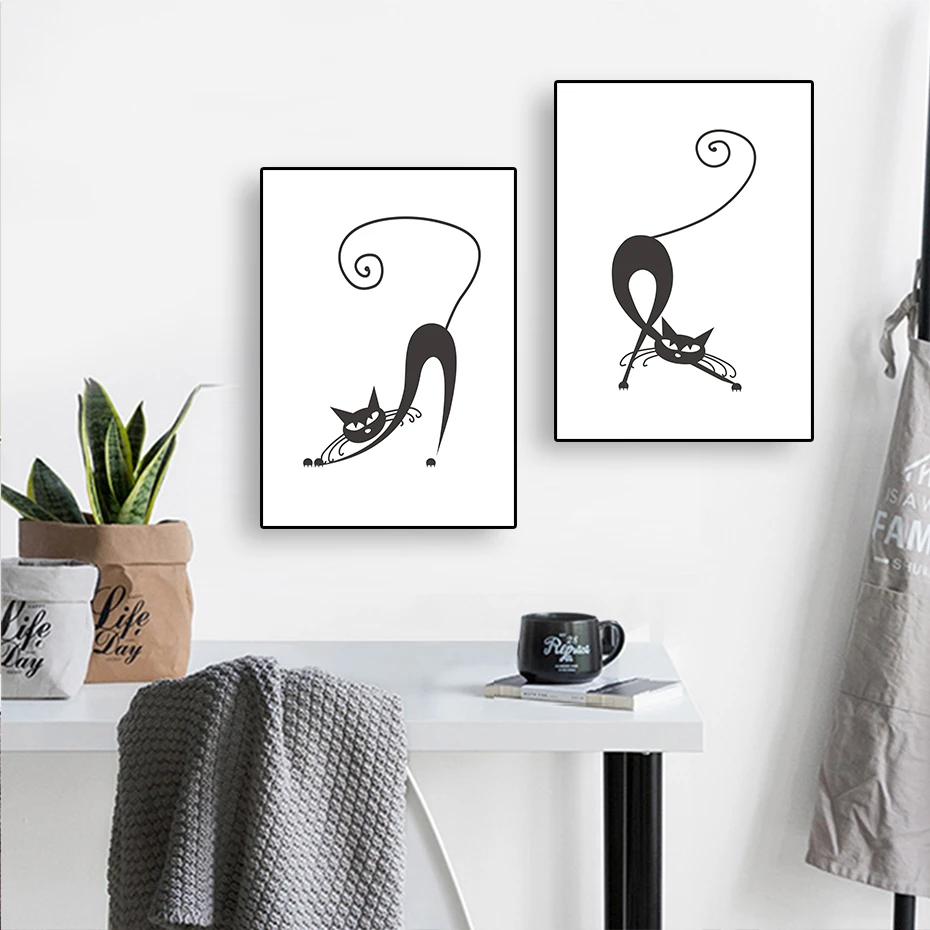 Абстрактная креативная Картина на холсте с кошками и животными постеры принтами