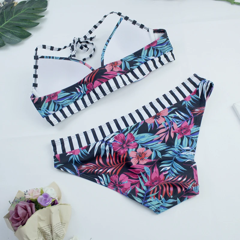 Набор пуш-ап бикини купальники для женщин черный горошек ванный комплект