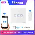 Itead Sonoff T2EU 86 Размер 433 МГц RF с дистанционным управлением Wifi сенсорный выключатель смарт-сцена через eWeLink работает с Alexa Google Home