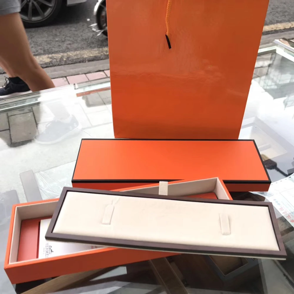 

1PCS Orange High-end Original Rectangular Watch Box With Packaging Bag Gift
