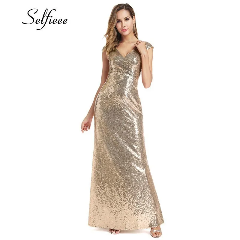 Блестящее розовое золото женские платья Русалка расшитые блестками без рукавов