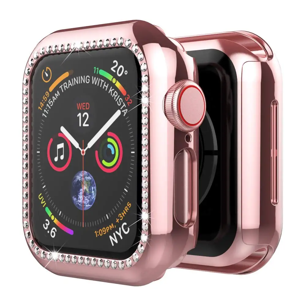 Bling чехол для Apple watch 44 мм 40 наручных часов iWatch 42 38 версия бампер с алмазами