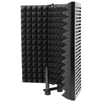 black foldable microphone isolation shield adjustable studio recording studio isolator foam acoustic panels noise absorbing