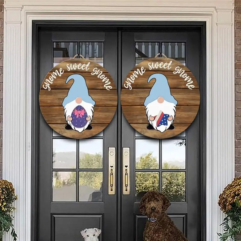 

Карликовая кукла, деревянное украшение, подвеска для дома, деревянный венок «сделай сам», карликовая кукла, дверная вешалка для Хэллоуина, Р...