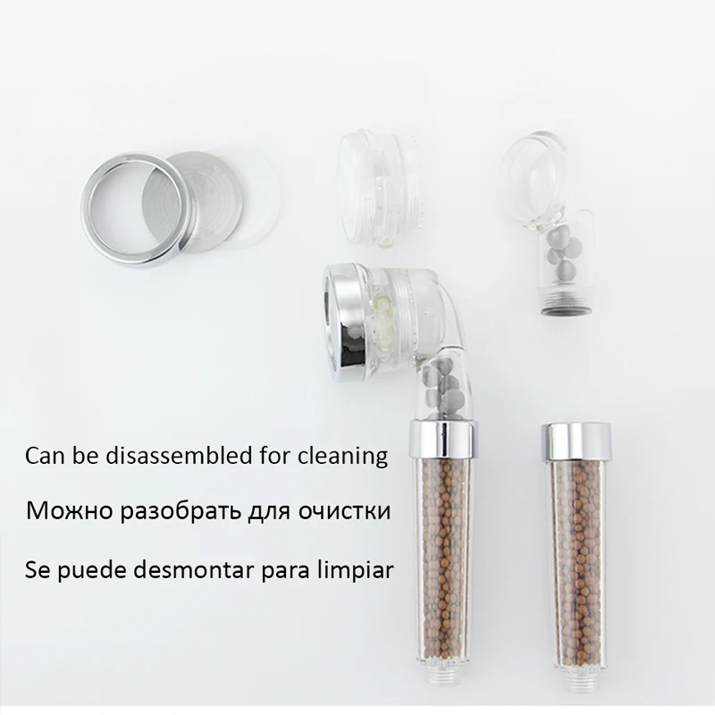 

Luxury 3 Function Adjustable Pressurized Shower Head Handheld Anion Filter Water Saving Shower Head Bathroom Spray SPA Nozzle