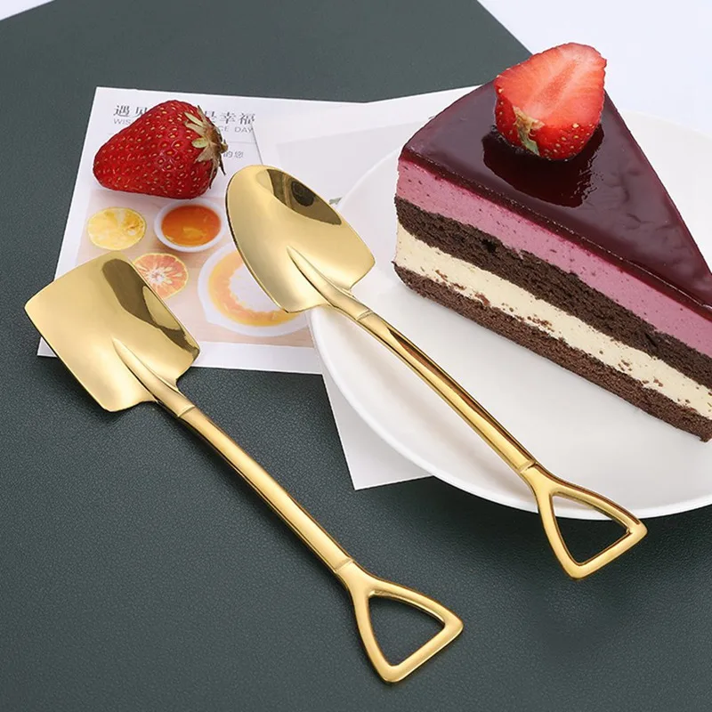 

1 шт. Нержавеющая сталь железа совка ложки Кофе ложка для мороженого инженерные лопаты Творческий квадратным носком ложка Кухня Gadge