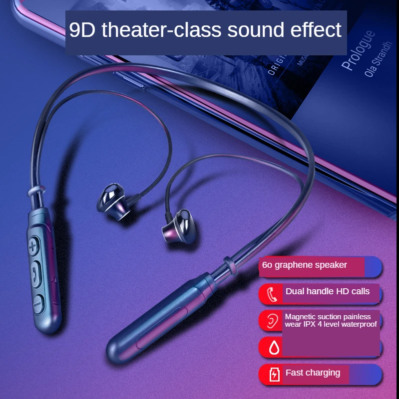 

Bluetooth Headset Sports Running New Hanging Neck Binaural In-ear Stereo