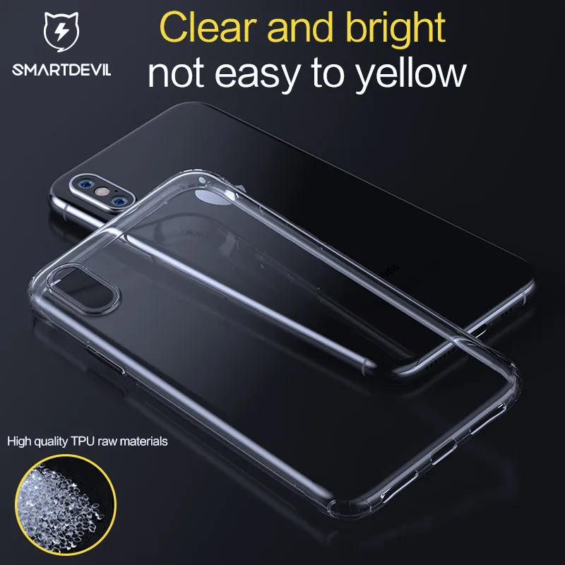 SmartDevil phone cases for IPhone X XR XS Max Transparent Silicone Soft TPU Case Clear Protection Back Cover |