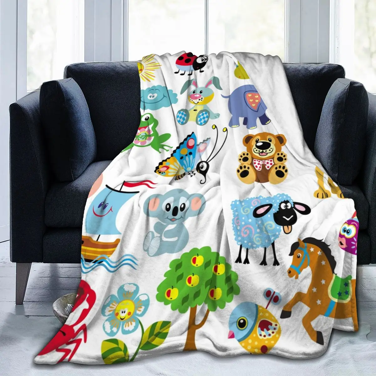 

Cute Cartoon Animal Pattern Super Soft Fleece Blanket For Kid Adult Colorful Summer Winter Family Dropship Decorative Throws