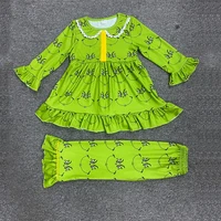 lovely baby girls nightgowns outfits little monster child dress green floral pants pajamas toddler baby clothing sleepwear set