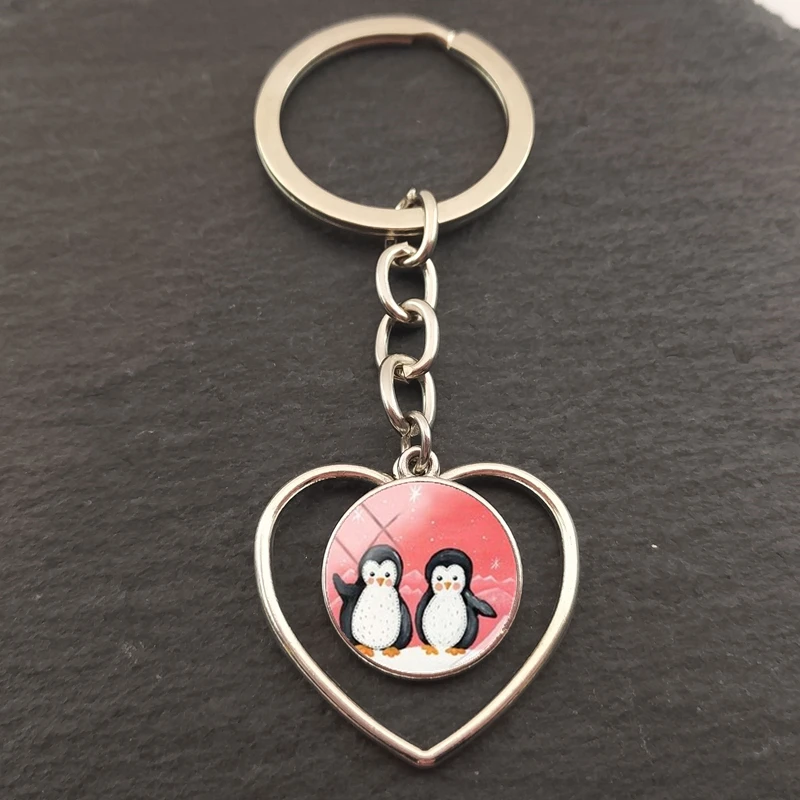 Милый картина с пингвином кулон сердце брелок ручной работы ювелирные