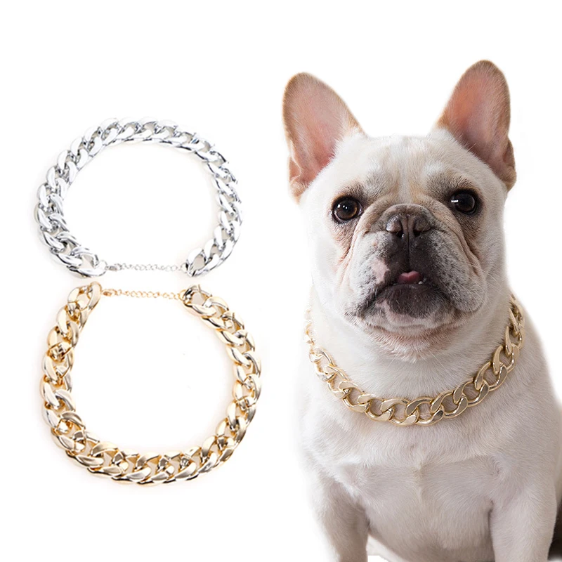 

Small Dog Snack Chain Teddy French Bulldog Necklace Silvery/Golden Pet Accessories Dogs Collar dog dog tag