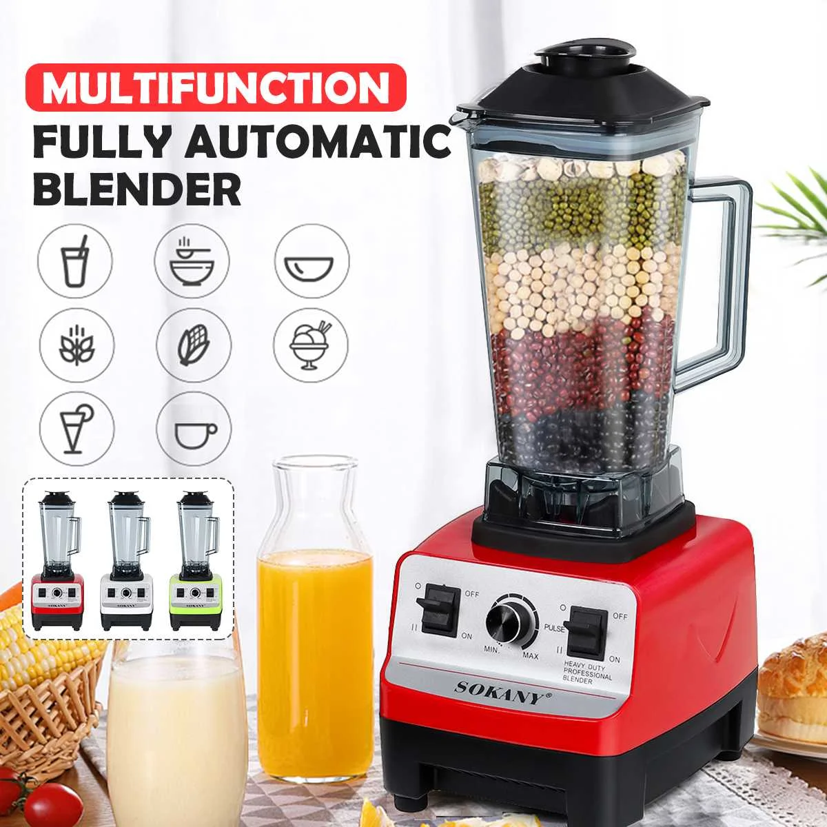 

4500W 2L Heavy Duty Commercial Grade Automatic Blender Mixer Juicer Fruit Food Processor Ice Smoothies BPA Free 2L Jar