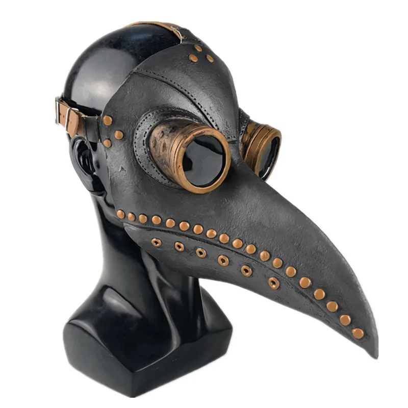Snailify Black Plague Doctor Mask Latex Halloween For Adult Men Steam Beak Masks |
