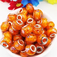 10pcs 16mm big size glass flower large hole murano spacer waist beads charms fit pandora bracelet snake chain for jewelry making