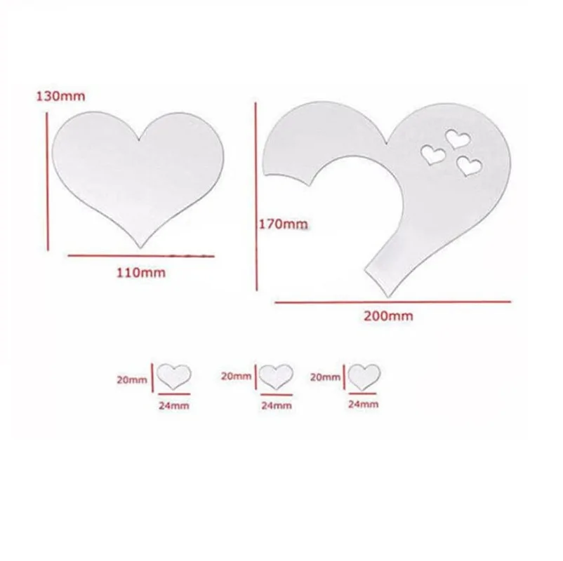 

5PCS heart-shaped mirror stickers Halloween Christmas atmosphere stickers home decoration mirror wall stickers