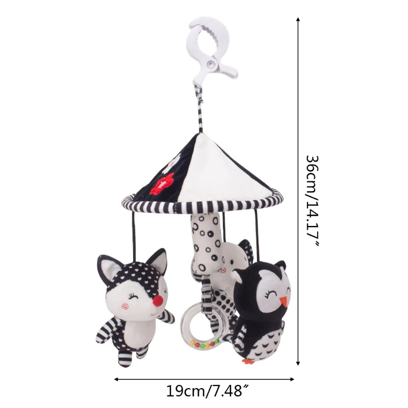 

Baby Stroller Rattle Toy Hand Bell Infant Sensory Toy Pushchair Hanging Pendant Plush Cartoon Animal Doll