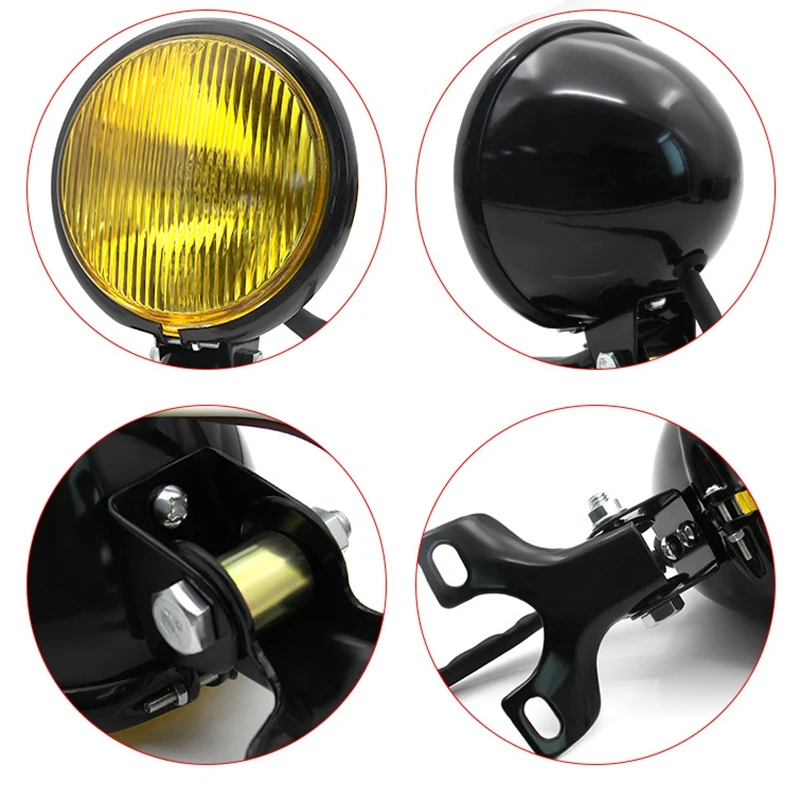 

Retro Aluminum Motorcycle Headlight 12V Black Hi-Lo Beam Bulb for CG125 GN125 for Suzuki Cafe Racer