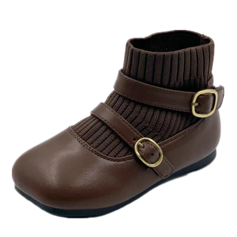 

Children's Boots 2020 autumn and winter new Korean girl knit stitching set foot short boots zapatos boys fashion Martin boots