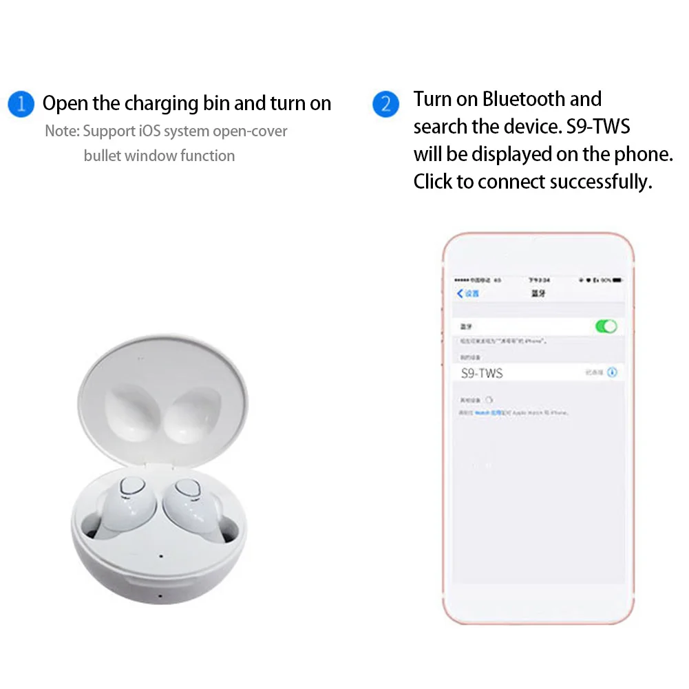 TWS S9 Bluetooth 5,0 розовые наушники милые настоящие Беспроводные Наушники Стерео шумоподавление наушники с микрофоном