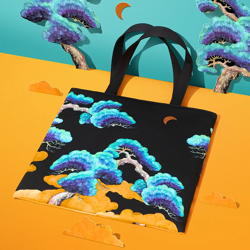 

Pine Trees At Night Print Shoulder Tote Bag Women Black Fashion School Shopping Messenger Crossbody Bag Girl Waterproof Travel