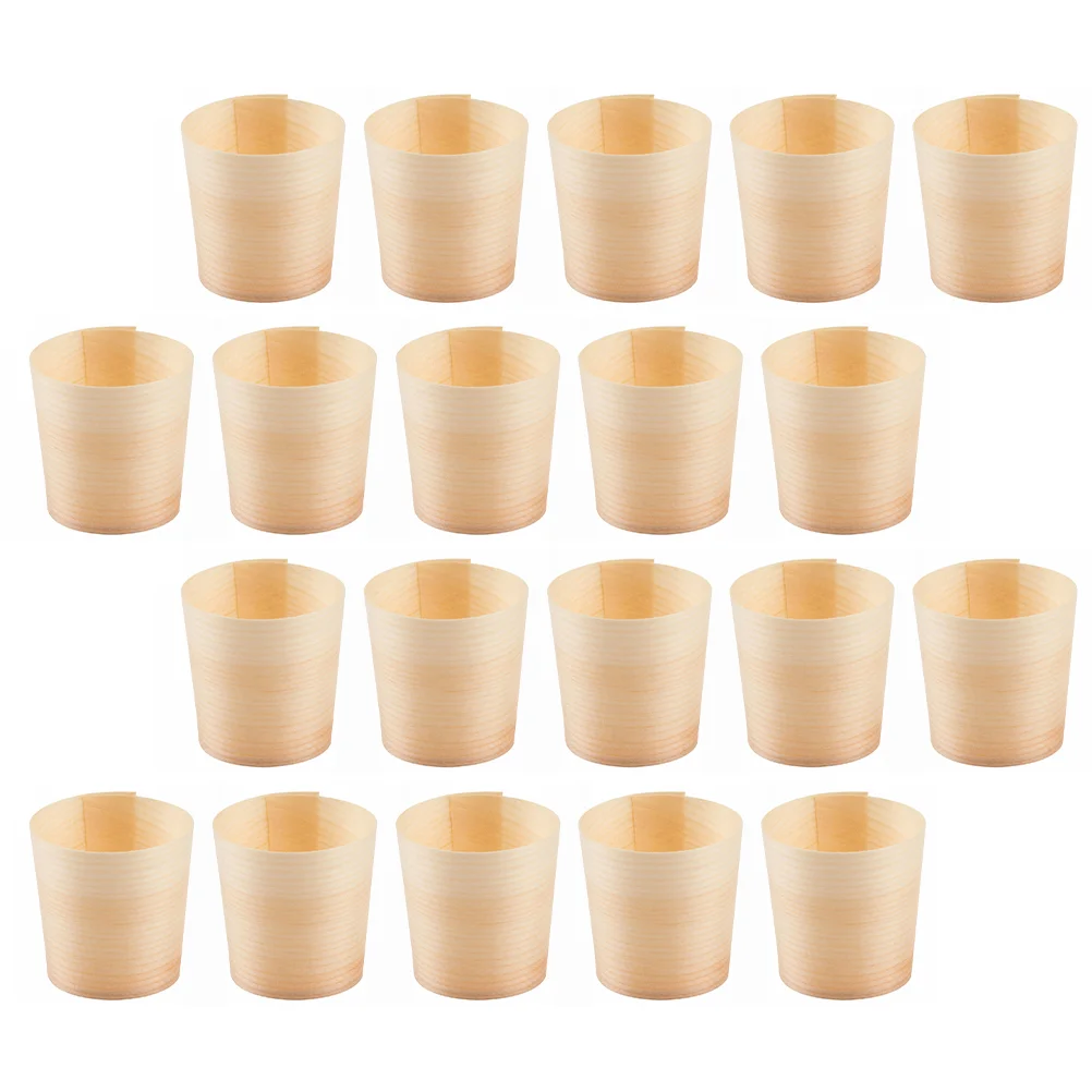 

20Pcs Wooden Cups Single-Use Cups Kitchen Cups Dessert Cups Party Supplies