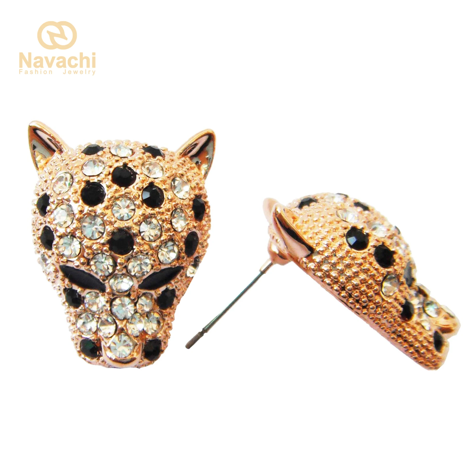 Серьги с леопардовой головкой Navachi Cheetah желтые серьги гвоздики