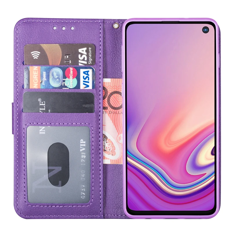 Роскошный чехол кошелек из телячьей искусственной кожи на молнии для Samsung Galaxy S10 S9
