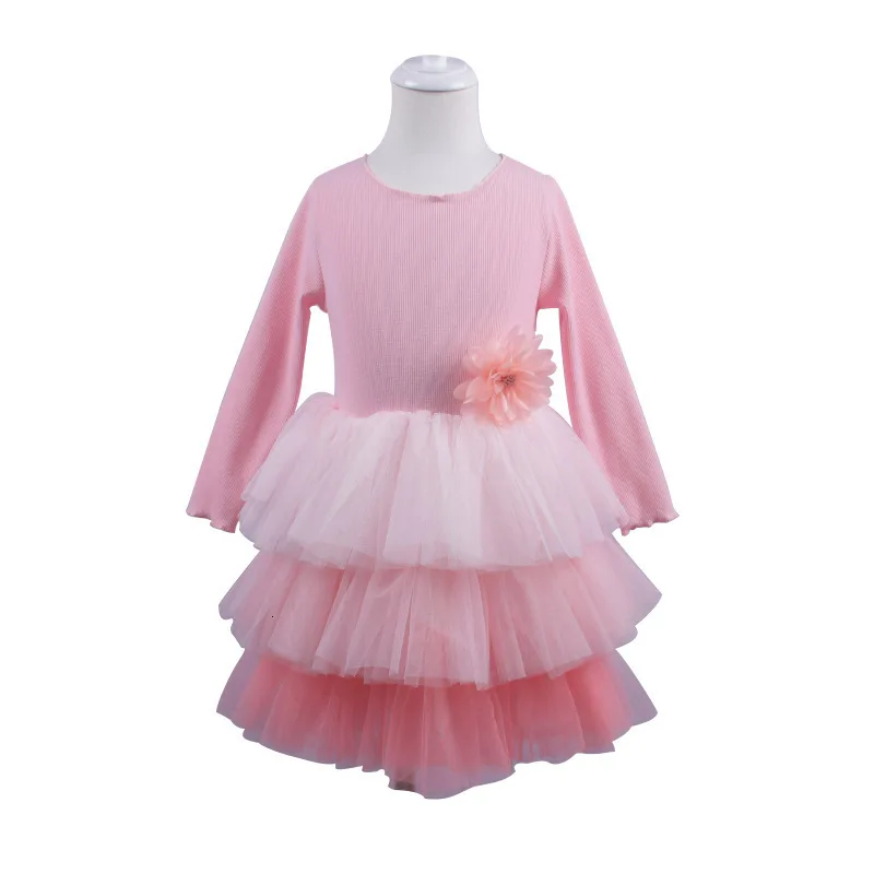 

Платье-пачка для девочек; сезон весна-осень; многослойное платье принцессы для дня рождения; цвет розовый