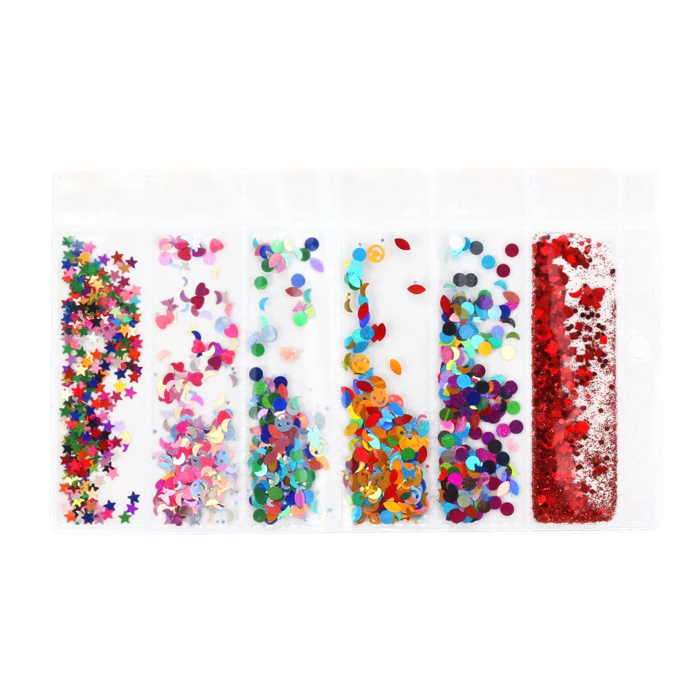 5 6 Сетка/мешок смешанный порошок с блестками для ногтей красочные хлопья для ногтей стикер 3D DIY Слайдеры для ногтей Пыль для украшения дизайна ногтей - Цвет: 5