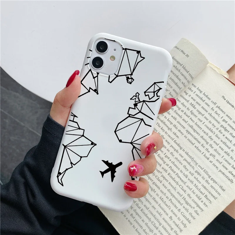 Популярный чехол для телефона с картой мира, самолетом и надписью "Travel" для iPhone X XR XS MAX 11 12 13 Pro Max 6s 7 8 Plus SE 2020 из силикона.