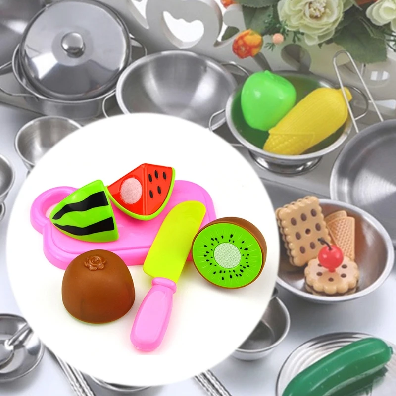 

4pcs/set Kids Pretend Role Play Kitchen Fruit Vegetable Food Toy Cutting Set Gift for Toddlers 3 Years