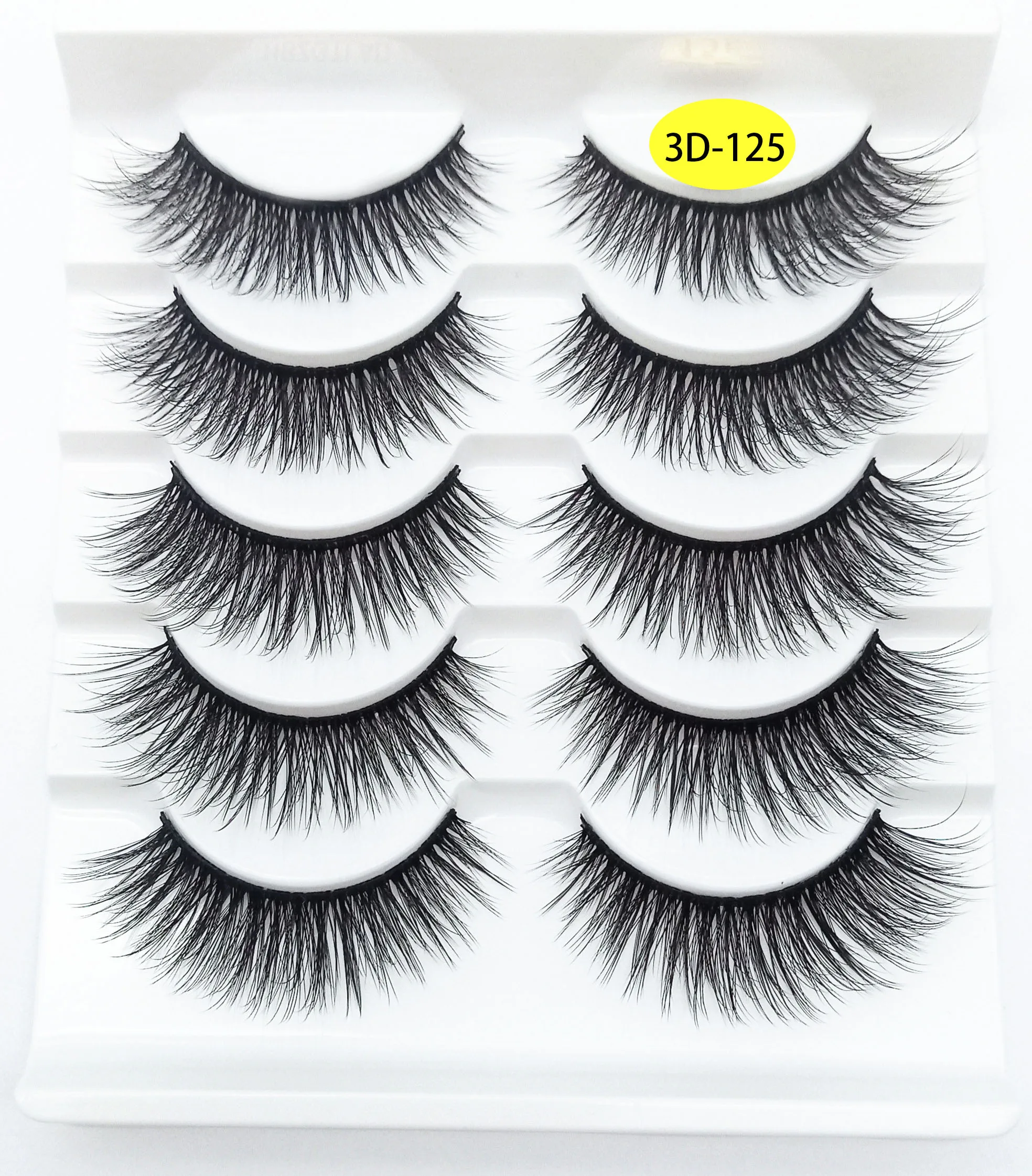 

False Eyelashes Lengthen Thick Curling Designs 5 Pairs/Set 3D Chemical Fiber Faux Cils Makeup Tools Beauty Salon