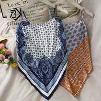 2021 summer new women print strapless scarf crop tops sleeveless backless tank cropped mini tube top beach vacation wear camis