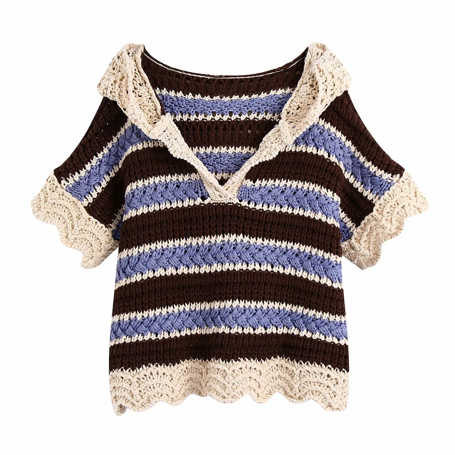 

Xitimeao Women Hollow Decoration Sweater Autumn Knitting Sweater For Ladies Pullover Hooded Loose Straight Sweater
