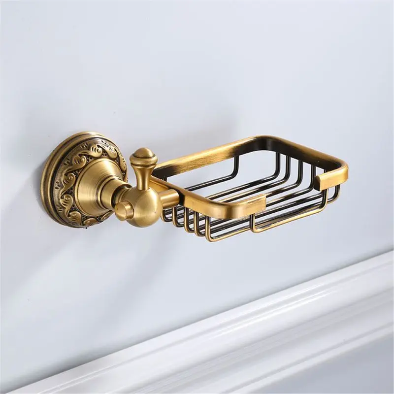 

Solid Aluminium Wall Mounted Antique Brass Color Bathroom Soap Basket New Bath N0HB