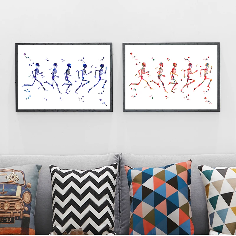 

Абстрактный медицинский художественный постер с изображением скелета акварелью, иллюстрация для медицинского офиса, Декор, анатомическая ...