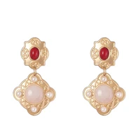 fashion vintage geometric colorful matte gold ear studs earrings for women earrings jewelry original design wholesale