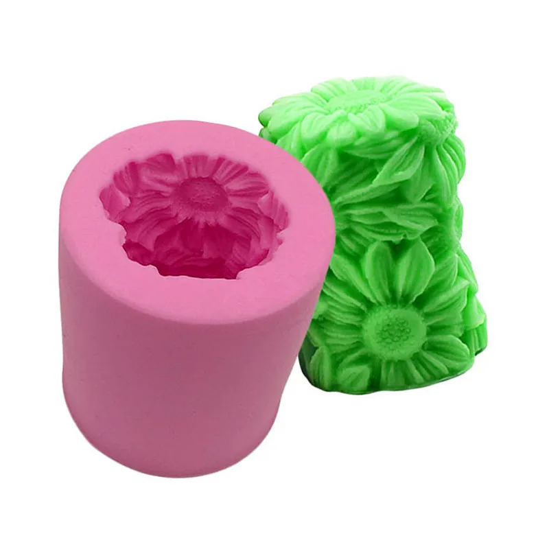 3D цилиндрическая силиконовая форма подсолнуха для украшения выпечки торта