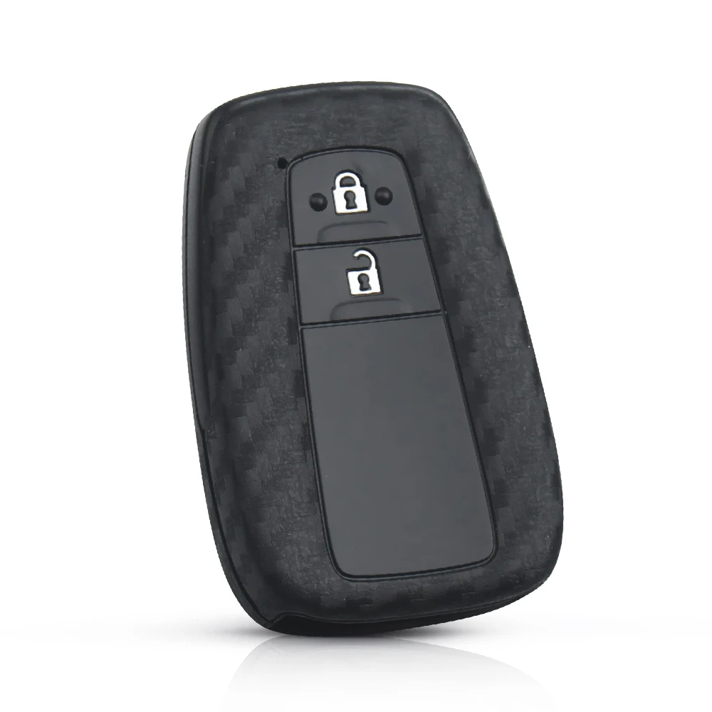 Чехол для автомобильного ключа KEYYOU из углеродного силикона с 2/3 кнопками Toyota Camry