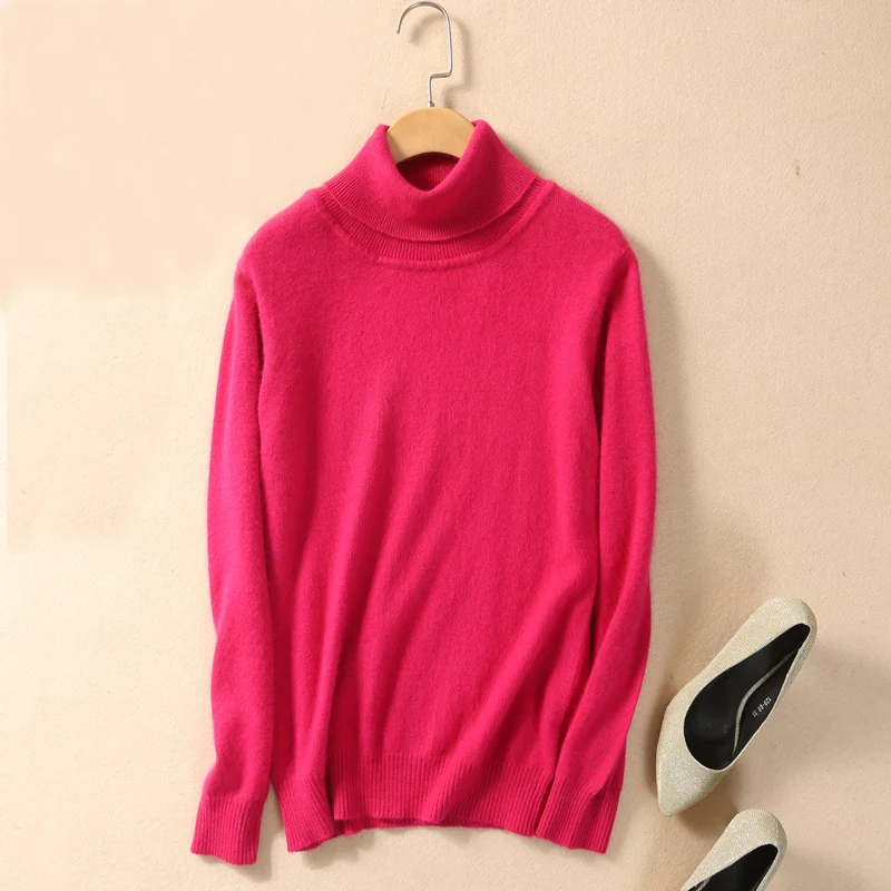 Женский кашемировый свитер с высоким воротником Septass вязаный джемпер длинными