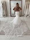 Великолепное свадебное платье длинный шлейф русалки, открытое, с вырезом, свадебное платье с аппликациями и открытой спиной, свадебное платье по индивидуальному заказу