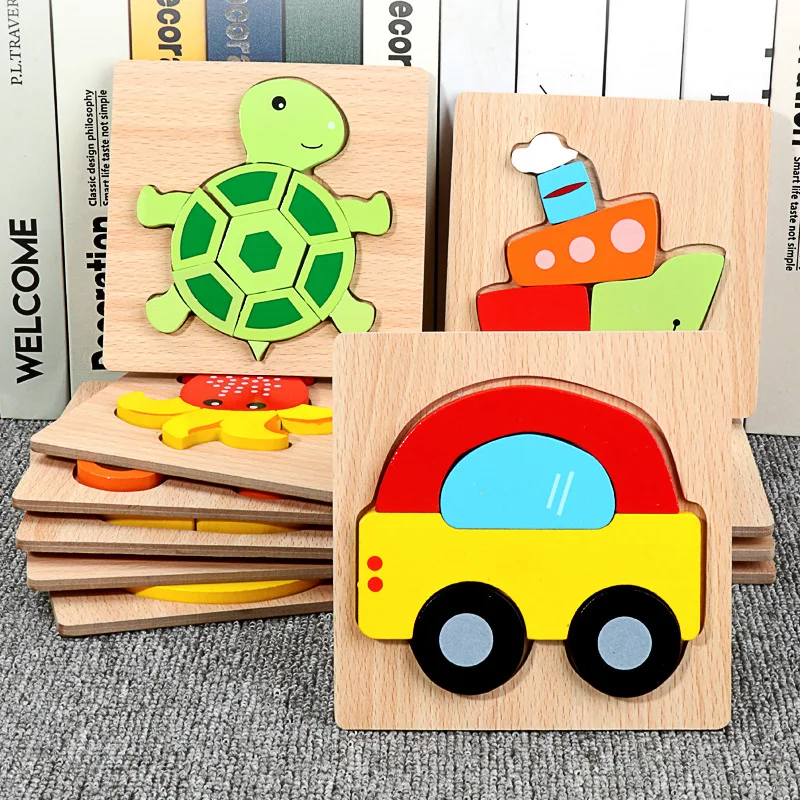 

Jigsaw Puzzles Toys Wooden Baby 3D High Quality Puzzle Toy Kids Cute Cartoon Animals Puzzles Educational Toys For Children Gifts