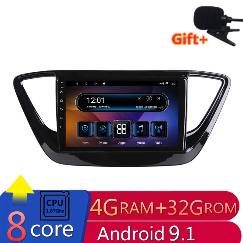 Автомагнитола 9 &quot 4G RAM 8 ядер Android DVD GPS навигация для Hyundai Verna Solaris 2017 2018 2019 стерео