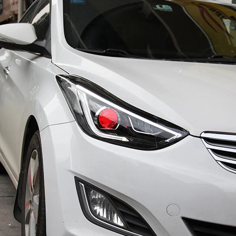 

Car Headlights For Hyundai Elantra Head Lamp 2012-2016 LED Headlight Assembly Bi-xenon Lens Projector LED with Demon Eyes Lamps