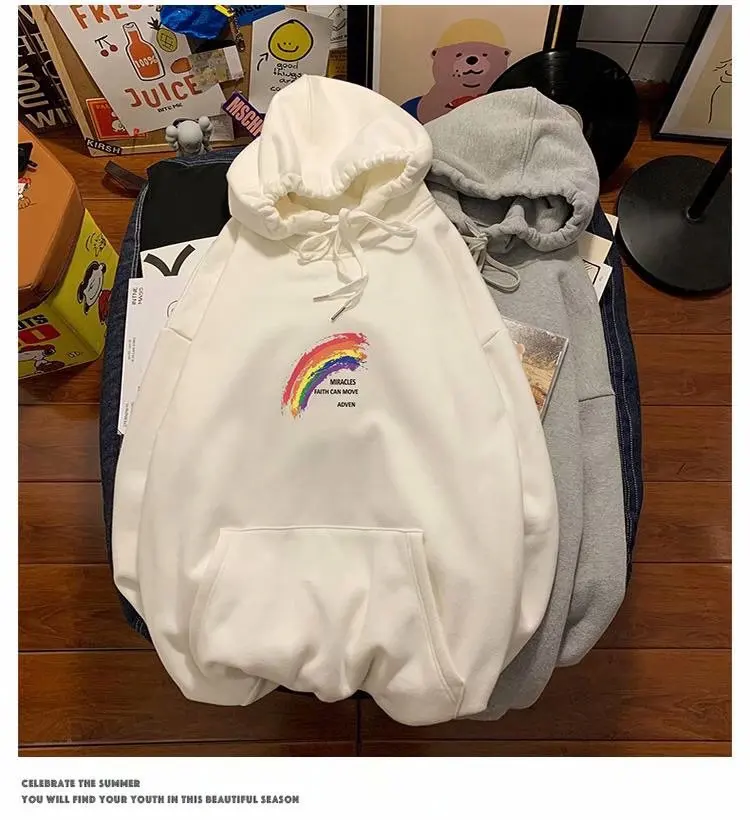 

Hoodie Sweatshirt Men's Autumn Winter Male Casual Tops Pullover Jacket Fashion Plus Size Thicking Coat High-Quanlity Rainbow